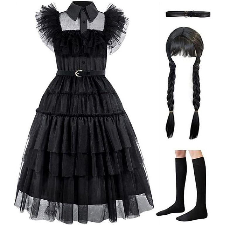 Wednesday Addams Dress. Black Wednesday Dress. Kids Party Dress. Wednesday  Birthday Dress. Wednesday Addams Theme Outfit Handmade 