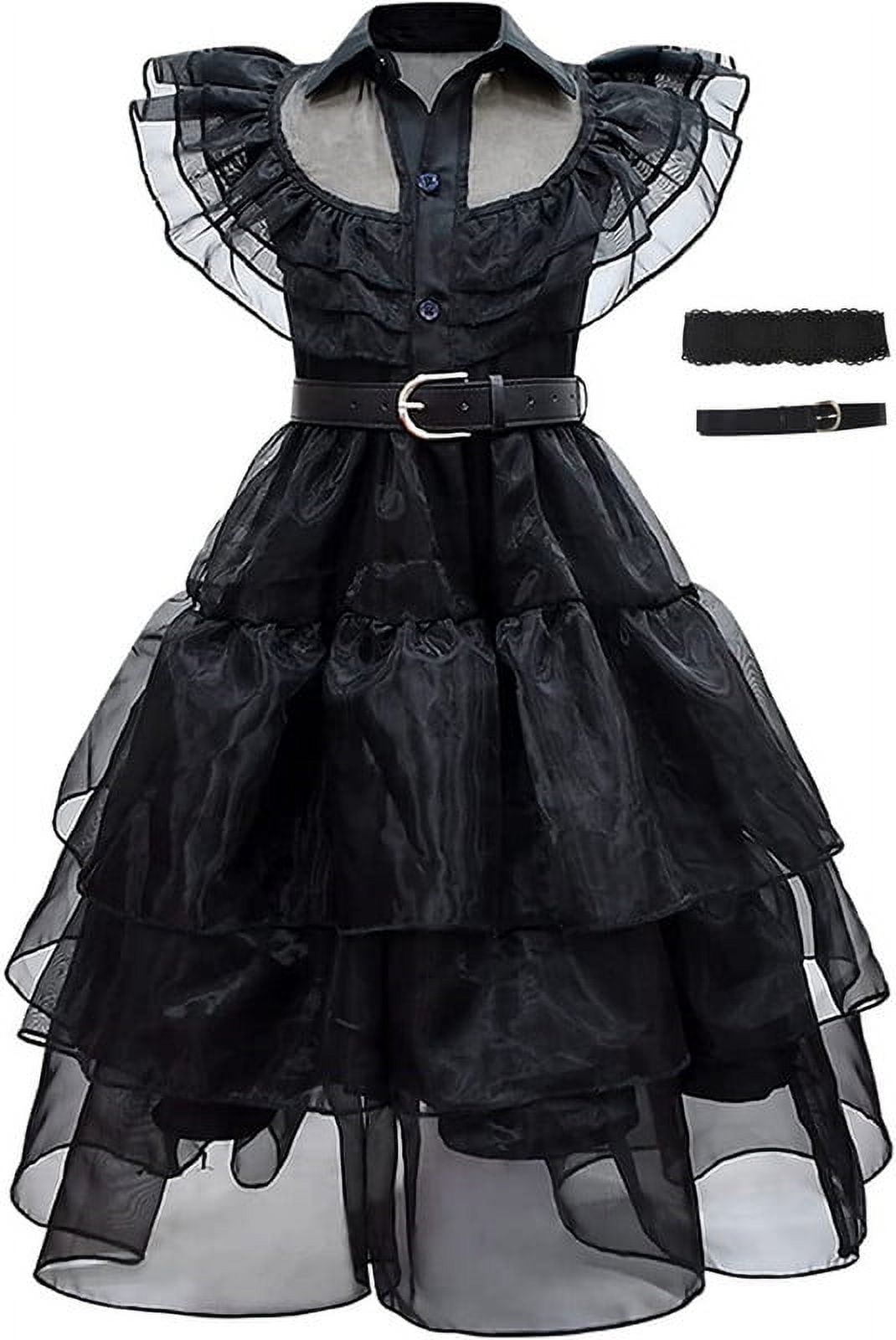 CAKEASY Wednesday Addams Costume Girls, Kids Wednesday Addams Dress with  Belt Wig Socks and THING, Wednesday Costume Outfit, Halloween Costume for  Cosplay Party - Yahoo Shopping