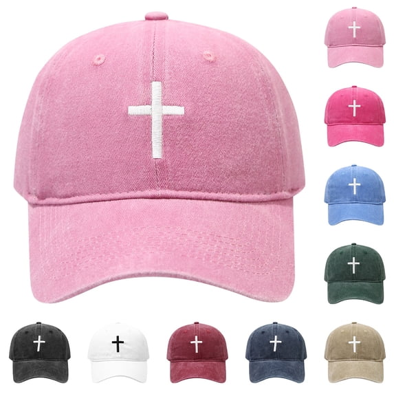 Hkoxplj Baseball Cap Hat for Men Women Vintage Washed Cotton Embroidered Cross Dad Hat Adjustable Trucker Hat Sun Hat Retro Casual Low Profile Cap Breathable Outdoor Sports Headwear