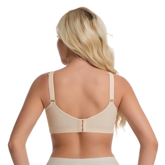 Hkoxplj Bra for Women Plus Size Full Coverage Underwire Bra No Padding Unlined Bra Seamless Side Support Bra Lightweight Breathable T Shirt Bra with Back Hook Closure for Daily Wear and Work