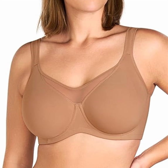 Hkoxplj Bra for Women Plus Size Full Coverage Underwire Bra No Padding Unlined Bra Seamless Side Support Bra Lightweight Breathable T Shirt Bra with Back Hook Closure for Daily Wear and Work