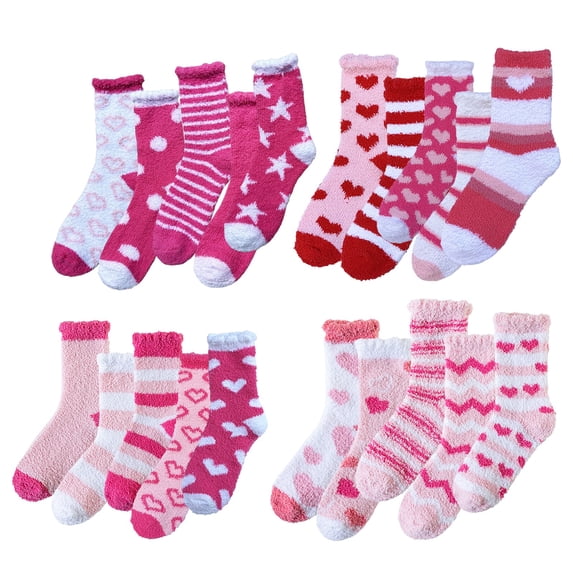 Hkoxplj Fuzzy Socks for Women Thick Coral Fleece Thermal Warm Cozy Plush Soft Sleeping Bed Socks Cute Printed Non Slip Grip Indoor Home Winter Floor Socks Gift for Her US