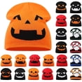 thumbnail image 1 of Hkoxplj Halloween Beanie Hat Unisex Pumpkin Ghost Knit Beanie Hat Warm Stretchy Soft Knitted Beanie Cap for Men Women Cosplay Costume Theme Party Winter Outdoor Hiking Daily Beanie Hat, 1 of 3