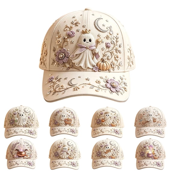 Hkoxplj Hat for Women Halloween Baseball Cap Cute Ghost Pumpkin Moon Print Adjustable Curved Brim Trucker Hat Soft Breathable Lightweight Hat for Party Daily Outdoor Fall Holiday Hat