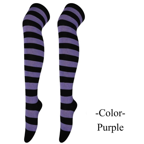 Hkoxplj Knee High Socks for Women Striped Thigh High Socks Long Stockings Stretchy Tall Socks Knee High Stockings Soft One Size Multi Color for Halloween Christmas Party Daily Wear Gift