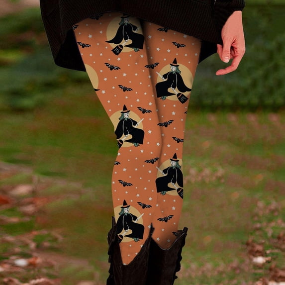 Hkoxplj Leggings for Women Halloween Leggings High Waisted Yoga Pants with Pockets Plus Size Workout Leggings Pumpkin Witch Bat Print Running Athletic Leggings Soft Stretchy Full Length Tights