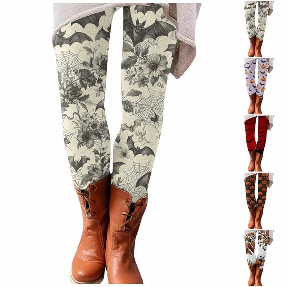 Hkoxplj Leggings for Women Halloween Printed High Waisted Stretchy Opaque Full Length Ankle Pants Fall Winter 3D Digital Print Tights for Daily Wear Party Yoga Workout Soft No See Through