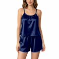 thumbnail image 1 of Hkoxplj Lounge Set for Women Summer Satin Shorts Pajama Set Soft Tank Top Elastic Short Pants Sleepwear for Women Daily Night Wear, 1 of 9