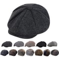thumbnail image 1 of Hkoxplj Men Women Herringbone Tweed Newsboy Hat 8 Panel Flat Cap Vintage Retro Baker Boy Cap Classic British Ivy Hat Winter Warm Driving Cap Autumn Outdoor Casual Hat Unisex Brown Gray Black, 1 of 3