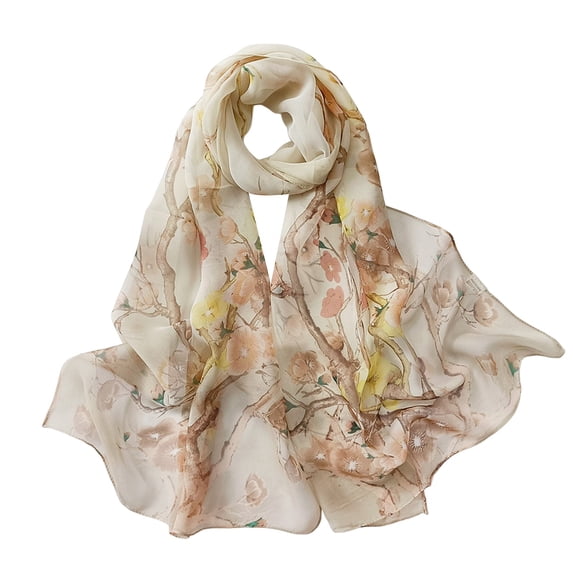 Hkoxplj Silk Scarves for Women Lightweight Print Floral Pattern Scarf Shawl Fashion Scarves Sunscreen Shawls and Wraps for Spring