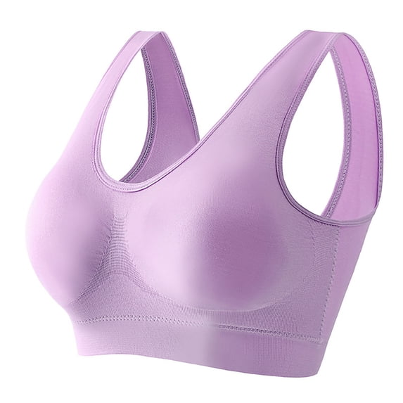 Hkoxplj Sports Bra for Women High Impact Wireless Bra Full Coverage Yoga Bra Wide Strap Seamless Tank Top Bra No Underwire Breathable Bra for Gym Running Yoga Daily Wear Home Lounge Workout