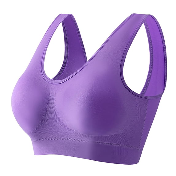 Hkoxplj Sports Bra for Women High Impact Wireless Bra Full Coverage Yoga Bra Wide Strap Seamless Tank Top Bra No Underwire Breathable Bra for Gym Running Yoga Daily Wear Home Lounge Workout