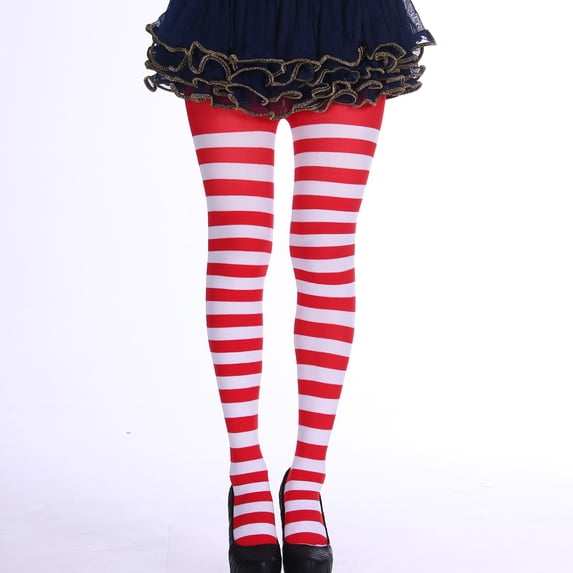 Hkoxplj Unisex Striped Tights Christmas Halloween Party Stockings Stretchy High Waist Pantyhose for Men and Women Colorful Striped Stockings Opaque Party Leggings Holiday Dress Up Tights