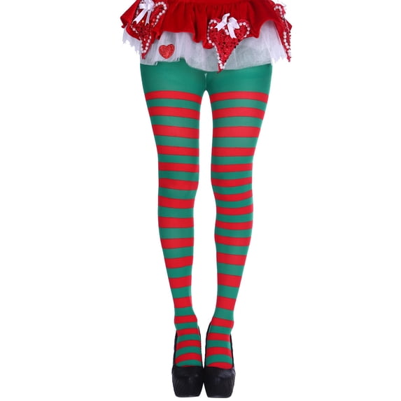 Hkoxplj Unisex Striped Tights Christmas Halloween Party Stockings Stretchy High Waist Pantyhose for Men and Women Colorful Striped Stockings Opaque Party Leggings Holiday Dress Up Tights