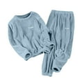 thumbnail image 1 of Hkoxplj Women Fuzzy Fleece 2 Piece Loungewear Set Soft Plush Long Sleeve Elastic Jogger Pants Warm Cozy Sleepwear Set Lounge Set for Women, 1 of 5
