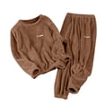 thumbnail image 1 of Hkoxplj Women Fuzzy Fleece 2 Piece Loungewear Set Soft Plush Long Sleeve Elastic Jogger Pants Warm Cozy Sleepwear Set Lounge Set for Women, 1 of 6