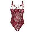 thumbnail image 1 of Hkoxplj Women Lace Bodysuit Spaghetti Strap Floral Lace One Piece Bodysuit With Bow Decor Hollow‑Cut Bodysuit Outfit For Honeymoon Night Celebration Special Occasion, 1 of 5