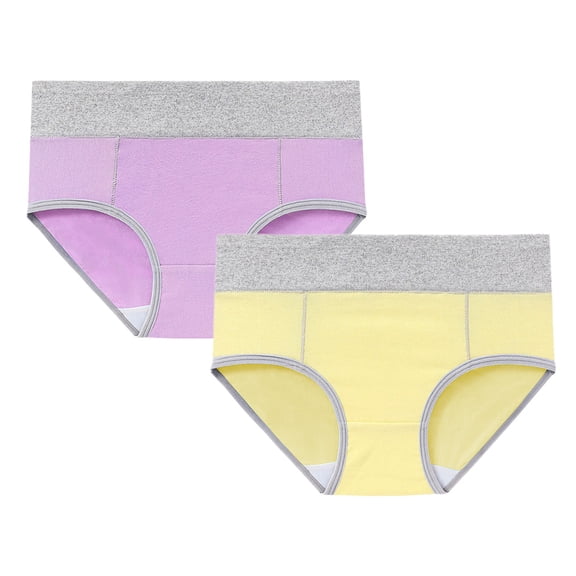Hkoxplj Women's Cotton High Rise Briefs Full Coverage Panties 2 Pack Soft Stretchy Underwear Double Waistband No Roll Breathable Gusset for Postpartum Tummy Control Everyday Comfort Wear