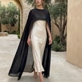 thumbnail image 1 of Hkoxplj Women's Elegant Sheer Chiffon Cape Poncho Long Shawl Cover Up Boat Neck Batwing Sleeve Open Front Lightweight Flowy Summer Beach Wedding Evening Party Vacation Solid Color, 1 of 6