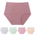 thumbnail image 1 of Hkoxplj Women's High Waisted Cotton Panties Tummy Control No Show Seamless Underwear Breathable Briefs with Ribbed Texture Full Coverage Ladies Underpants for Daily Wear Single Pack, 1 of 9