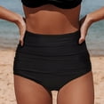 thumbnail image 1 of Hkoxplj Women's High Waisted Ruched Tummy Control Bikini Bottoms Retro Full Coverage Swim Bottom Bathing Suit Shorts Quick Dry Stretchy Vintage Swimsuit Bottoms for Beach Pool Solid Colors, 1 of 5