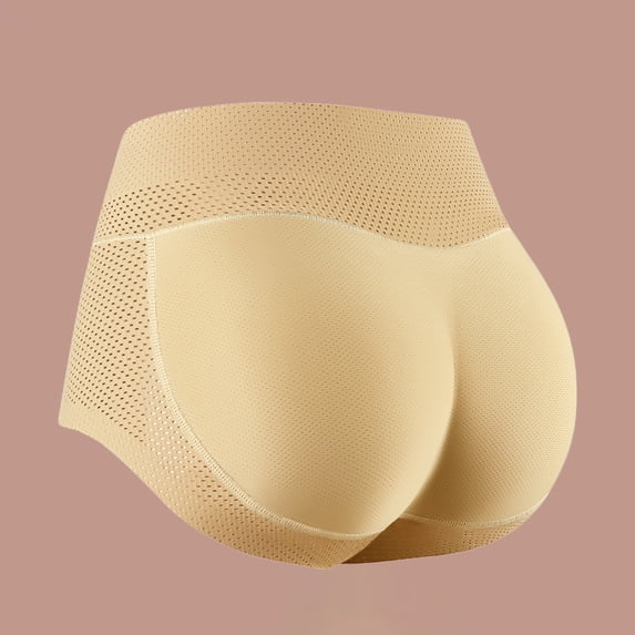 Hkoxplj Women's Padded Butt Lifter Hip Enhancer Underwear Breathable Mesh Seamless Shapewear Panties No Show Booty Peach Shorts with Removable Pads for Daily Wear Date Night Nude Black