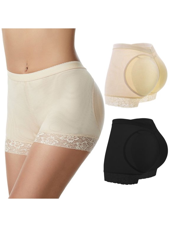 Women's Padded Hip Enhancer Butt Lifter Shorts Shapewear with Removable Pads Seamless Booty Shaper Invisible Underwear for Hip Dips Lace Trim Breathable Daily Wear and Workout