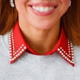 thumbnail image 1 of Hkoxplj Women's Pearl Detachable Collar Classic Pointed Fake Shirt Collar Blouse Layering Collar with Faux Pearl Beads Button Front and Invisible Straps Fashion Accessories for Sweaters Coats Dresses, 1 of 3