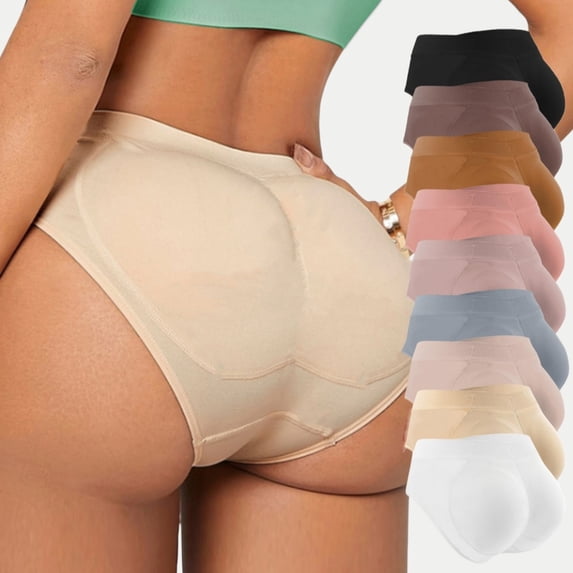 Hkoxplj Women's Removable Padded Butt Lifter Panties Seamless Invisible Hip Enhancer Underwear Peach Shapewear Briefs No Show Solid Colors for Daily Wear and Dress