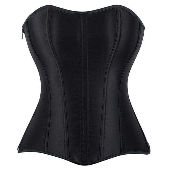 Hkoxplj Women's Satin Side Zipper Heart Shaped Neckline Bustier with Boning Firm Tummy Control Waist Cincher Corset Strapless Shapewear for Wedding Dress Evening Party Elegant Black and White