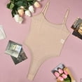 thumbnail image 1 of Hkoxplj Women's Sheer Mesh Thong Bodysuit Spaghetti Strap Square Neck See Through High Stretch Slim Fit Solid Color Bodysuit with Adjustable Straps Club Nightwear Party Outfit for Women, 1 of 8