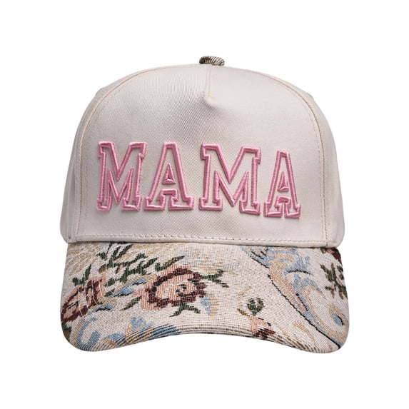 Hkoxplj Women's Visor Hat Tapestry MAMA Embroidered Baseball Cap Adjustable Brim Trucker Hat for Women Cute Mama Hat Mother's Casual Sun Hat