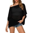 thumbnail image 1 of Hkoxplj Women's Wraps Knit Sequin Poncho Top Crochet Batwing Sleeve Shawl Asymmetrical Sweater Cover Up Beachwear Summer Fall Fashion Accessories, 1 of 7