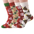 thumbnail image 1 of Hkoxplj Womens Christmas Printed Cotton Crew Socks Novelty Holiday Socks with Christmas Tree Snowflake Candy Cane Patterns Soft Breathable Warm Cozy Winter Socks Cute Fun Assorted Stocking Gifts, 1 of 3