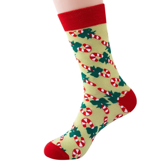 Hkoxplj Womens Christmas Printed Cotton Crew Socks Novelty Holiday Socks with Christmas Tree Snowflake Candy Cane Patterns Soft Breathable Warm Cozy Winter Socks Cute Fun Assorted Stocking Gifts