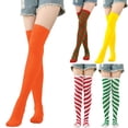 thumbnail image 1 of Hkoxplj Womens Thigh High Socks Over Knee Stockings Solid and Striped Christmas Tall Socks Breathable Nylon Spandex Long Socks for Holiday Party Dress Up Non Slip Ribbed Cuff 5 Color Choices, 1 of 4