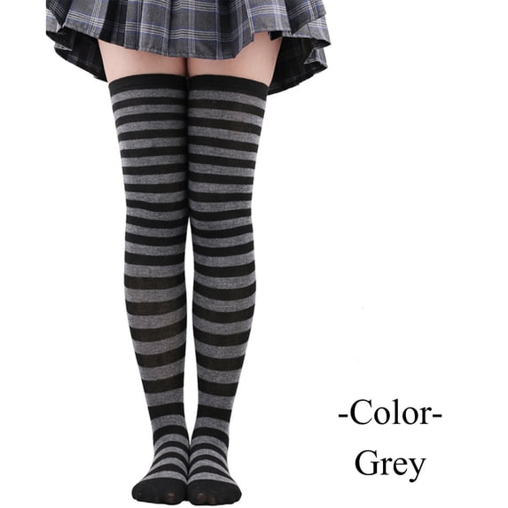 Hkoxplj Womens Thin Striped Over Knee High Socks Thigh High Stockings Soft Stretchy Christmas Halloween Party Dress Up Knee High Socks 1 Pair Multi Color Stripe Tall Warm Winter Stockings