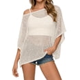 thumbnail image 1 of Hkoxplj Wraps for Women Knit Sequin Poncho Top Crochet Batwing Sleeve Shawl Asymmetrical Sweater Cover Up Beachwear Summer Fall Fashion Essentials, 1 of 7