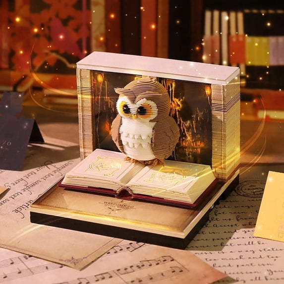 Hkynon 3D Calendar 2026 Desk Calendar Cute Owl Tear-Off Paper Time Piece Calendar 52 Week Suitable For Room And Office Desktop