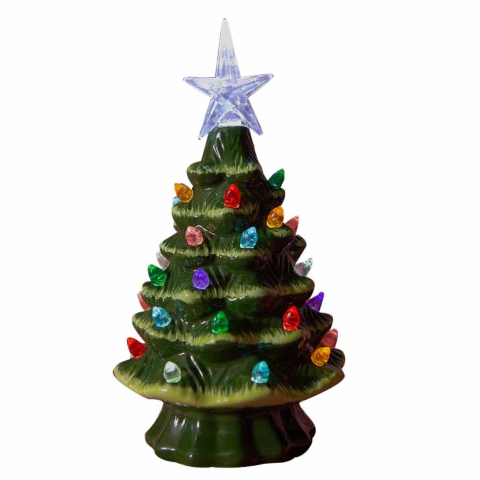 Hlandsky Ceramic Christmas Tree, PreLit Tabletop Christmas Tree with