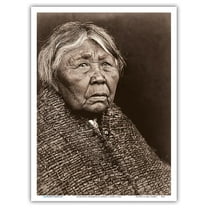 Hleastunuh Skokomish - Twana Native Woman - North American Indians - Vintage B&W Historical Photograph by Edward S. Curtis c.1913 - Master Art Print (Unframed) 9in x 12in