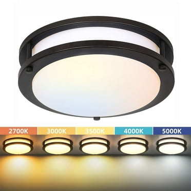 Hlite 13 inch Modern LED Ceiling Light, 20W Adjustable 5 CCT (Warm to Daylight), Oil Rubbed Bronze Finish, ETL Listed Flush Mount, Dual Circle Design for Living Room/Dining Room/Closet, 1-Pack