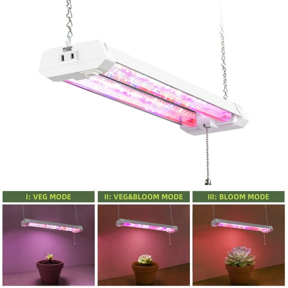 Hlite 16" Selectable Spectrum Hanging LED Grow Lights for Indoor Plants,20W Linkable Plant Growing Light Fixtures w/ Pull Chain Switch