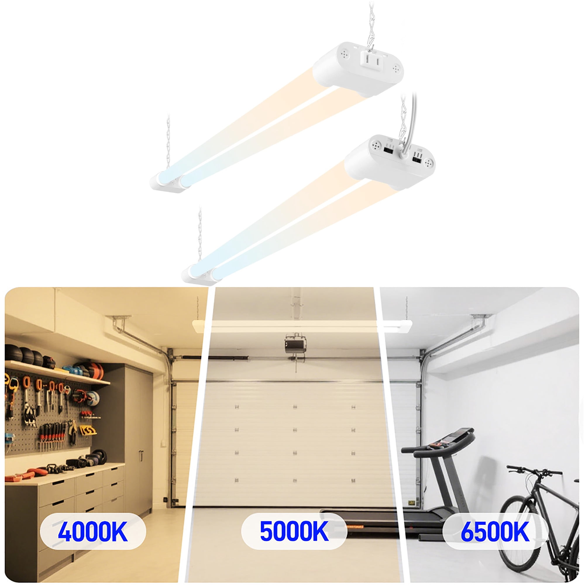 Led Light On Store Hlite 2-Pack 4FT LED Shop Light, 3CCT & 3 Wattage Adjustable, 5500LM ...
