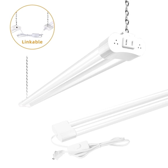 Hlite 2-Pack 4FT Linkable LED Shop Light, 42W 4400LM 5000K Daylight, Plug-and-Play Utility Light for Garage Workshop, ETL Listed, White