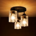 thumbnail image 1 of Hlite 3-Light Flush Mount Ceiling Light, Oil Rubbed Bronze Metal Clear Seeded Glass Shades, Close to Ceiling Light for Bedroom, Kitchen, Living Room, Entryway Lighting, 1 of 11