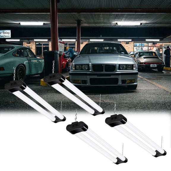 Hlite 4 Pack 2FT Linkable LED Shop Light, 30W 3500LM Super Bright 5000K, 120° Beam Angle, ETL Listed for Workbench Garage (Black)