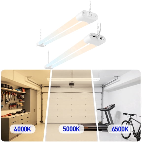 Hlite 2 Pack 4FT Linkable LED Shop Light, 25/34/42W Adjustable & 4000K/5000K/6500K Selectable, 5500LM, ETL Listed for Home & Commercial