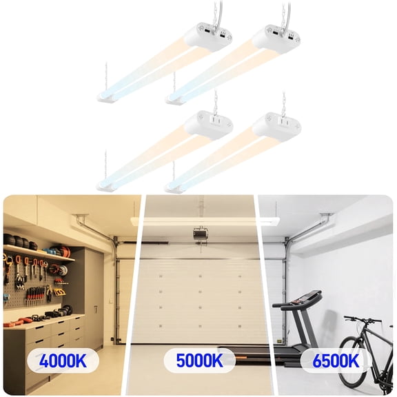 Hlite 4 Pack 4FT Linkable LED Shop Light, 25/34/42W Adjustable & 4000K/5000K/6500K Selectable, 5500LM, ETL Listed for Home & Commercial