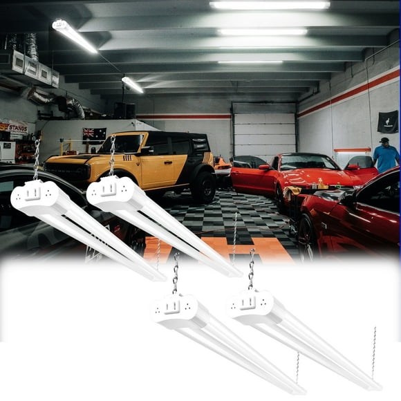 Hlite 4 Pack Linkable 4FT LED Shop Light, 42W 4400LM 5000K Daylight, Ultra Bright Utility Light for Garage, Workshop, ETL Listed (White)
